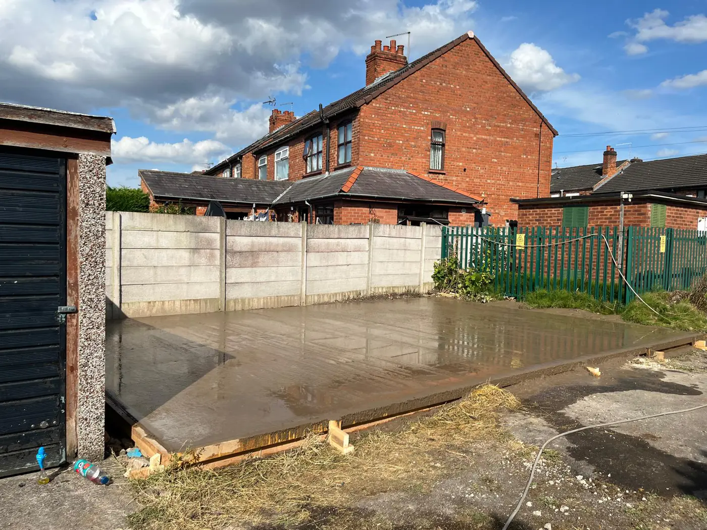 Freshly poured base on a terraced property