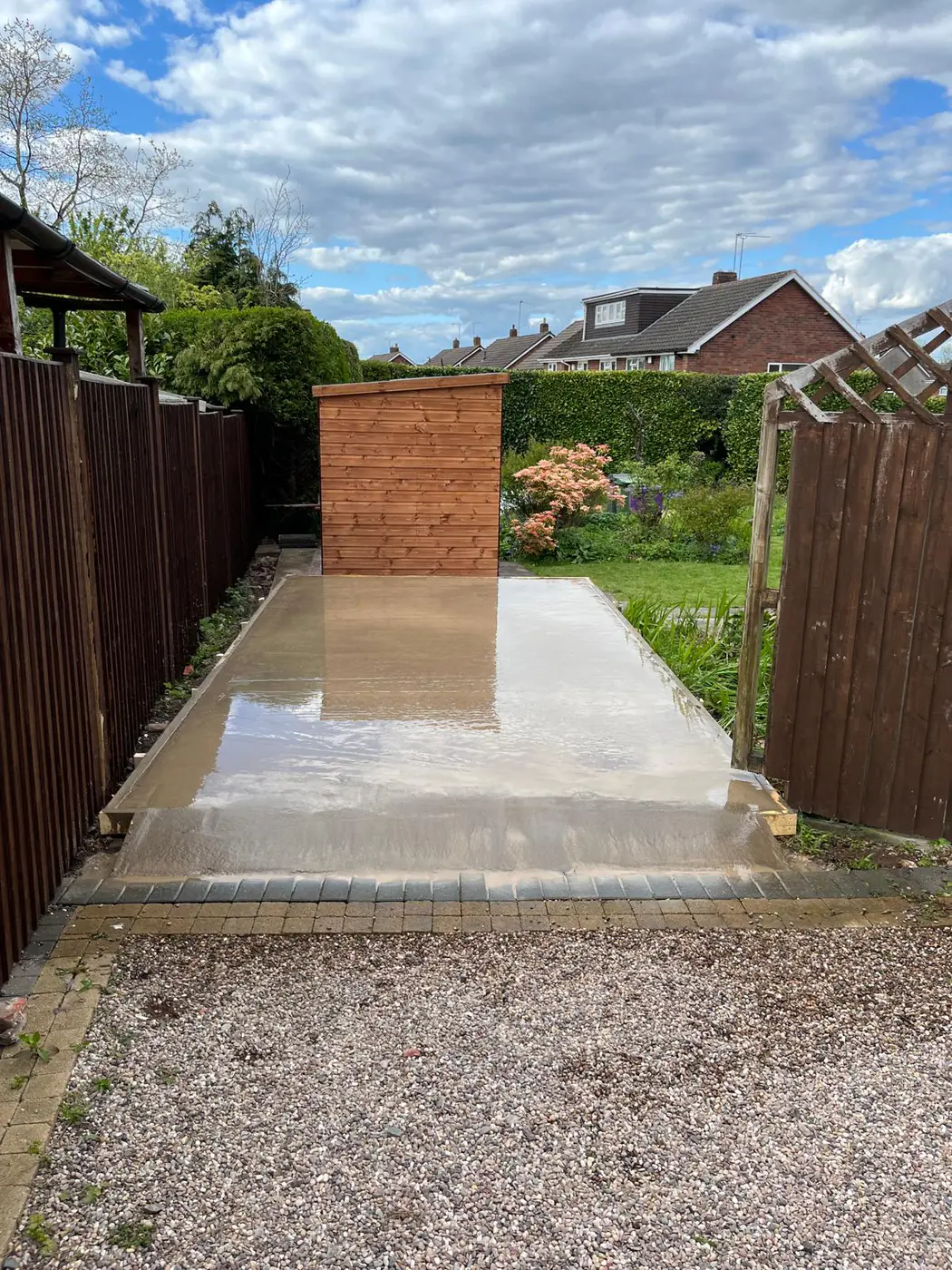 Freshly poured side passage base