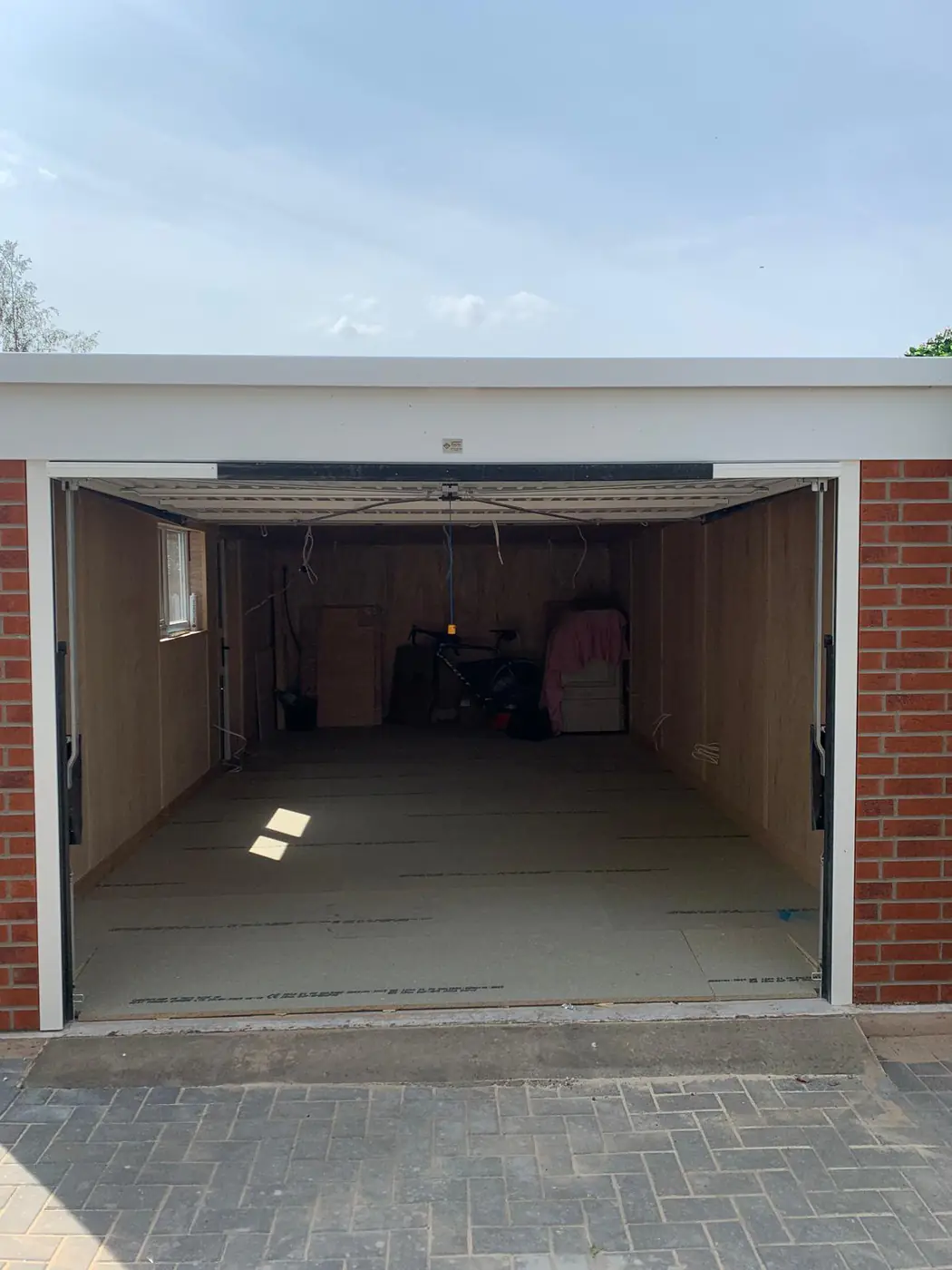 Completed garage interior, ply lined throughout