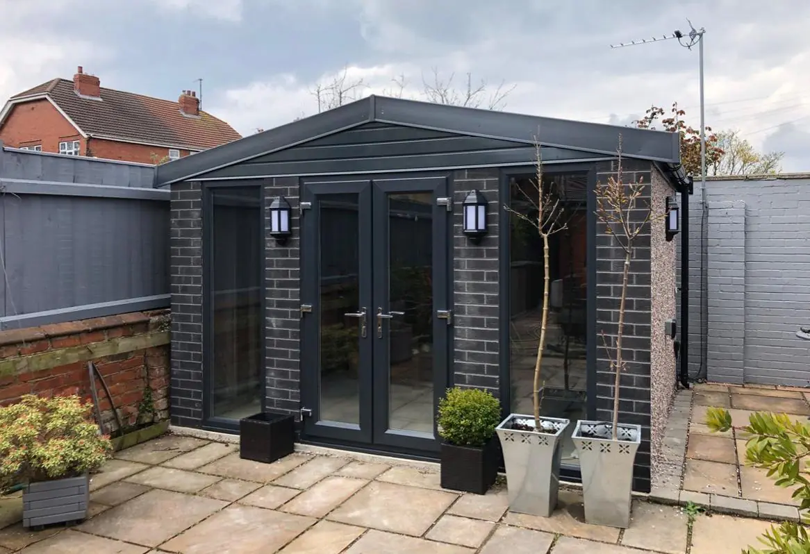 Completed garden room with French doors