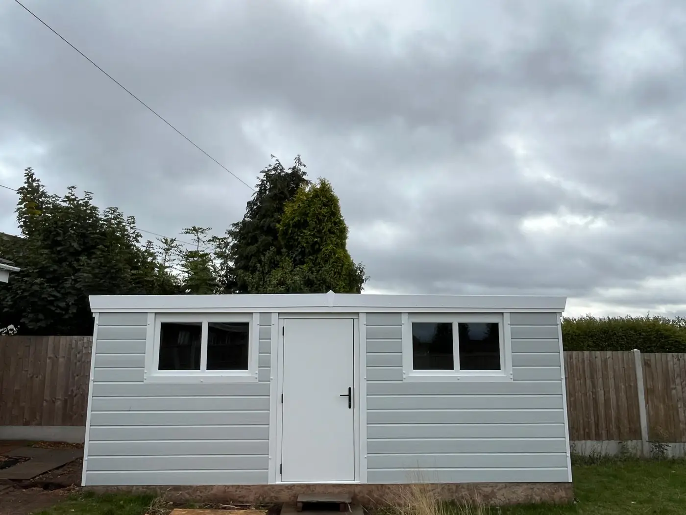 Completed garden room with twin windows
